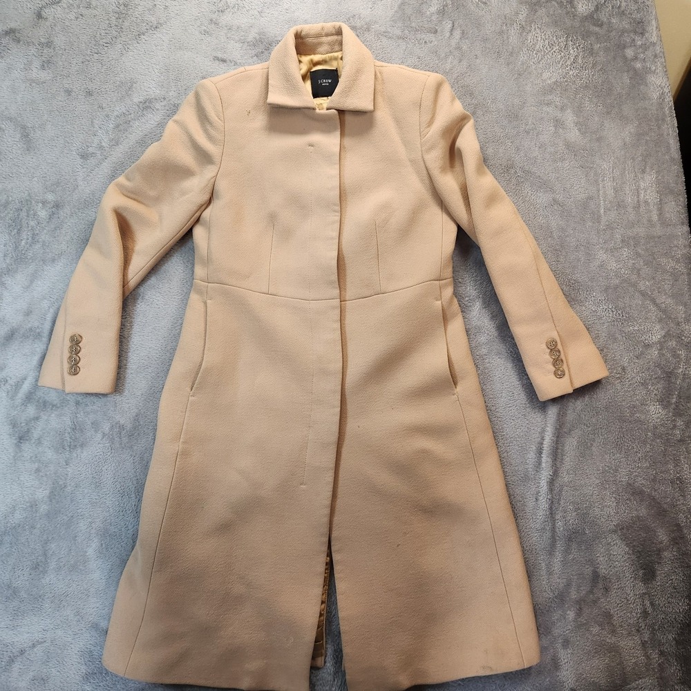 J Crew Topcoat Womens Small Petite Beige Camel Chiara Wool Cashmere Double Face